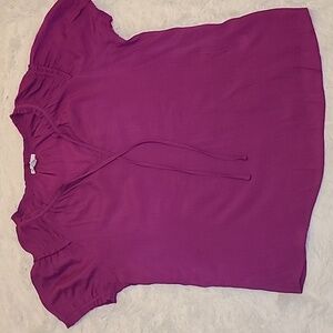 CATO EST 1946 Women's Purple Short Sleeve Blouse - Size Large